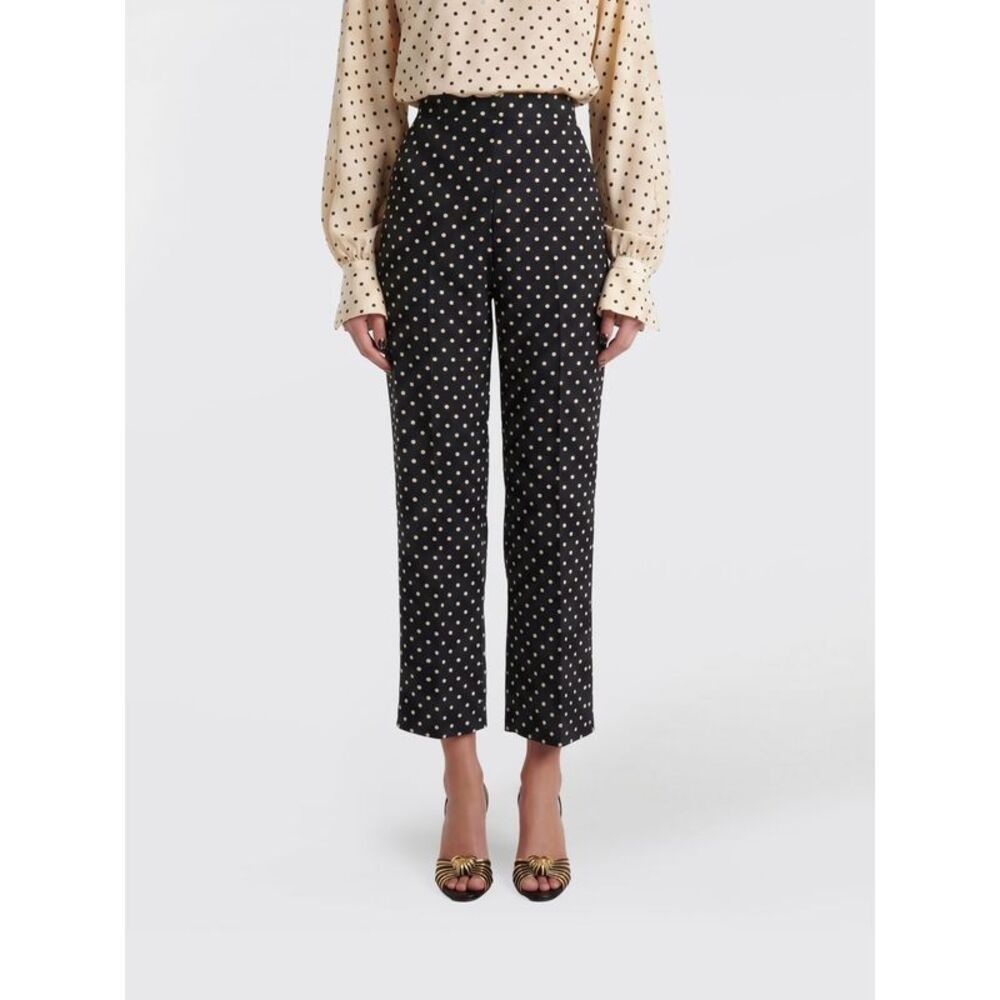 High-Waisted Cropped Silk Trousers Valentino Garavani With Polka Dot Print